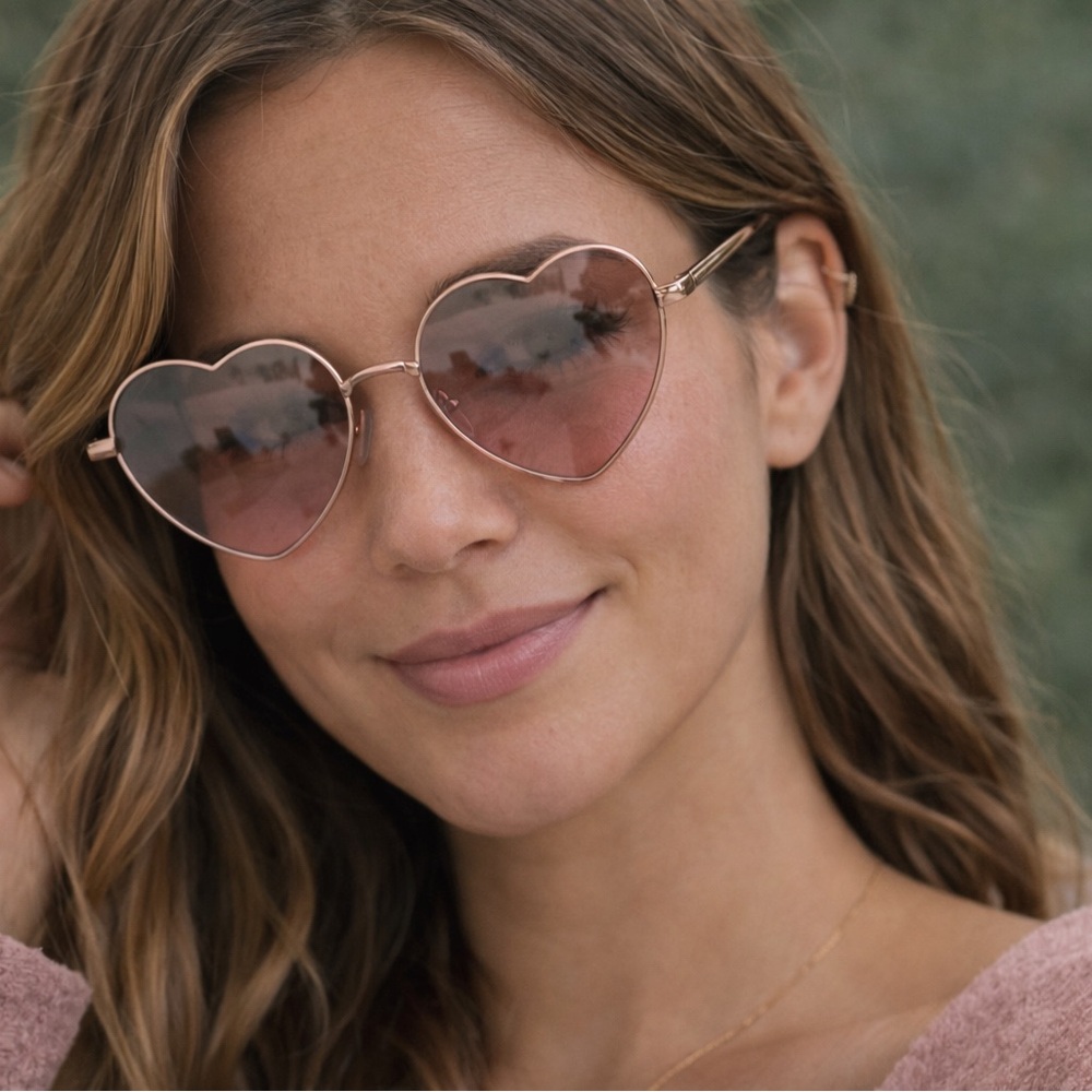 Maurices Rose Gold Heart Sunglasses with Pink Lenses